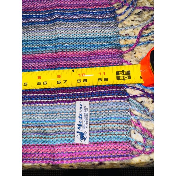 Vintage Melman Alpaca Wool Scarf Boho Pastel Rainbow Striped Fringe Bohemian - Picture 3 of 6
